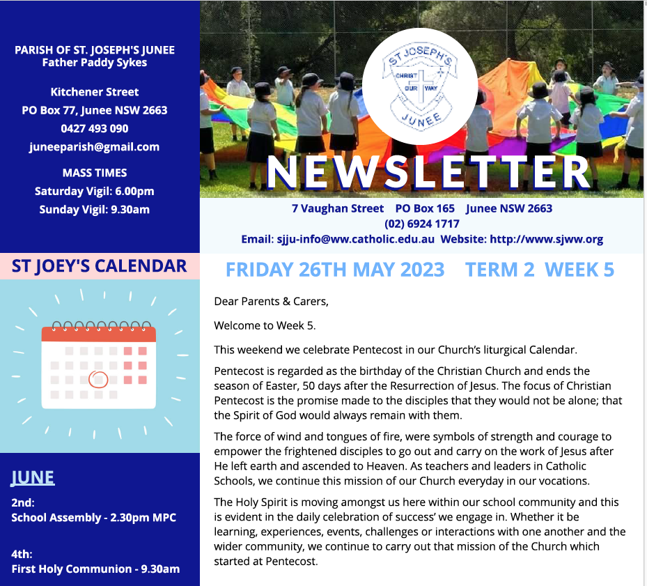 Read more about the article Friday 26th May 2023 – Term 2 Week 5
